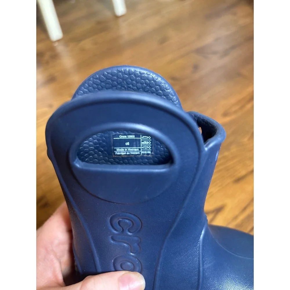 Crocs Handle It Rain Boots Kids C6 Navy Waterproof Toddler Pull On